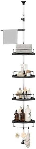 SONGMICS Corner Shower Caddy Tension Pole 4 Tier Adjustable