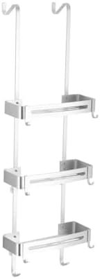 Space-Saving 3-Tier Shower Caddy with 8 Hooks and No Drilling Installation