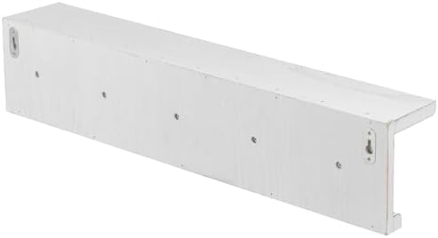 MyGift Wall Mounted 5 Hook Vintage White Wood Bathroom Shelf Towel Rack