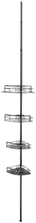 Adjustable Corner Shower Caddy with 4 Tiers and Towel Bar