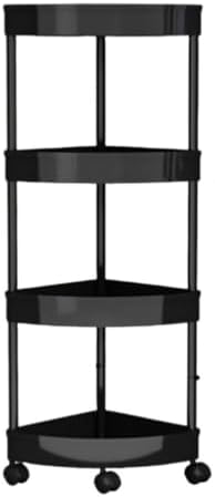 4 Tier Corner Shelf Stand with Wheels Black