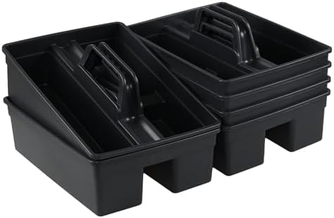 6-Pack Plastic Cleaning Supplies Storage Caddy with Handle and 3 Compartments