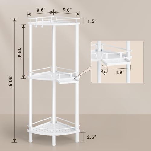 ELYKEN Corner Shower Caddy 3 Tier Rustproof Organizer White