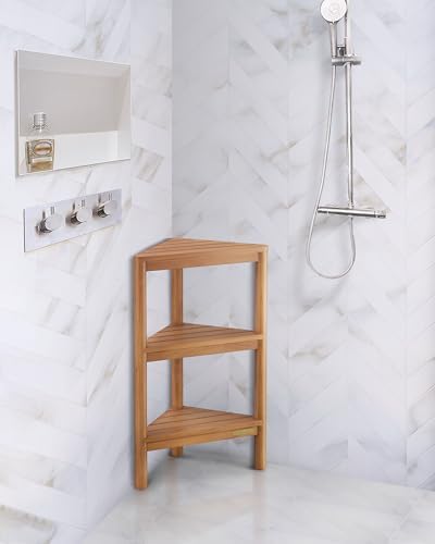 Fully Assembled Teak Corner Shower Storage Stand 265 Inch