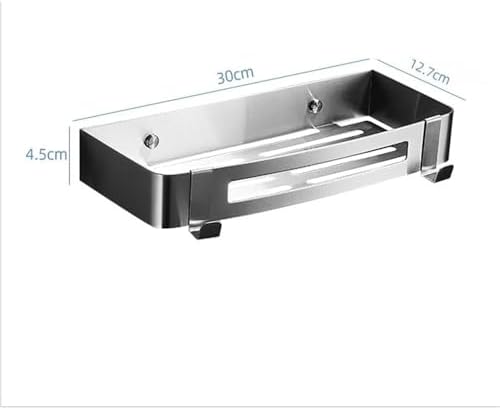 Stainless Steel Shower Caddy with 2 Movable Hooks and Adhesive Mounting