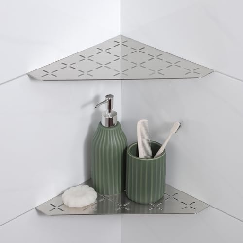 Recessed Corner Shower Shelf 2 Pack Cross-Brushed Stainless Steel