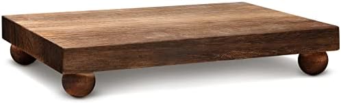 Amyhill Dark Brown Wood Soap Tray Stand for Kitchen Bathroom Counter Table Decor Plant Candle Display