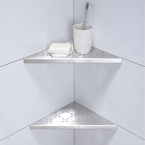 10 Inch Corner Shower Shelf 2 Pack Stainless Steel Bathroom Organizer Rack No Drilling