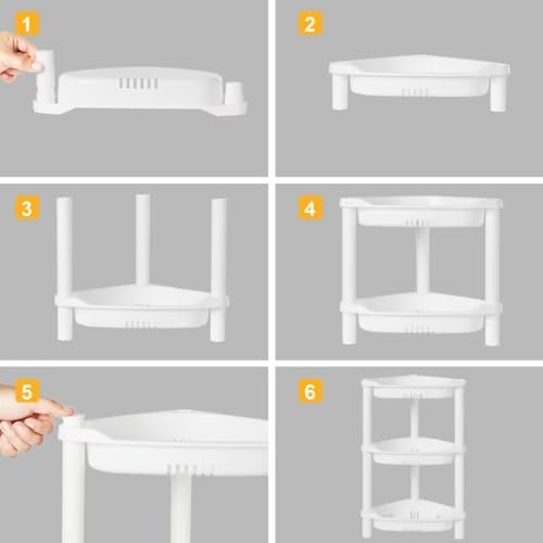 ELYKEN 4 Tier Shower Caddy Organizer Shelf Corner White