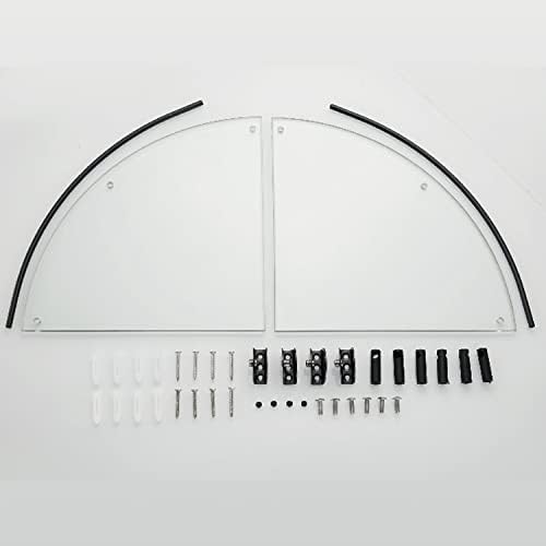 Bathroom Corner Shower Caddy with Tempered Glass and Stainless Steel Rail - Black