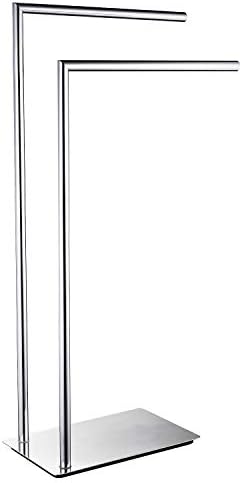LANGPAI Freestanding Double Towel Rack Brass Chrome Bathroom Accessory