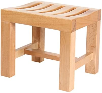 Solid Wood Spa Bench Seat Stool Foot Rest Storage Shelf