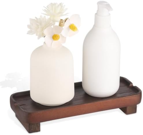 Wood Riser Soap Dish Decorative Tray 87 x 36 Inches Dark Brown