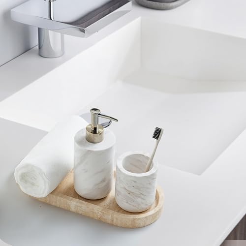 WORHE Marble Vanity Tray 118x5 Inch Natural Stone Jewelry Organizer