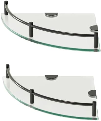 WAKLOND 2-Tier Glass Corner Shelf Wall Mounted