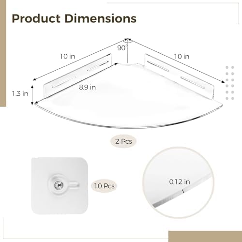Epicover 2 Pcs Acrylic Wall Corner Shelves