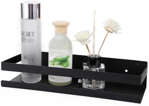 OwnMy 12 Inch Black Stainless Steel Shower Shelf Rack
