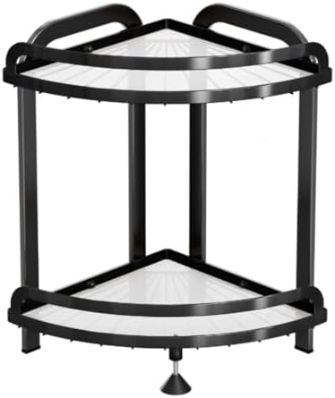 Sturdy Corner Bookshelf 2 Tier Iron Shower Organizer Stand Black