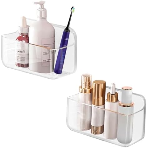 CGBE 2 Pack Cabinet Door Organizer Clear Shower Shelves with Strong Adhesive