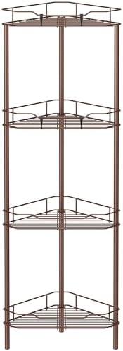 4 Tier Floor Standing Corner Shower Caddy Organizer Shelf with Hooks