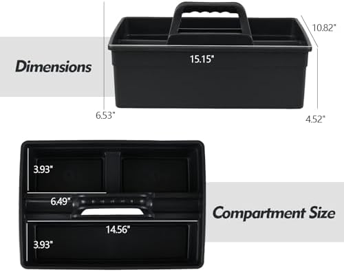 6-Pack Plastic Cleaning Supplies Storage Caddy with Handle and 3 Compartments