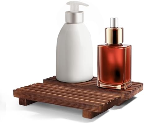 Set of 2 Wooden Soap Trays for Kitchen and Bathroom Use