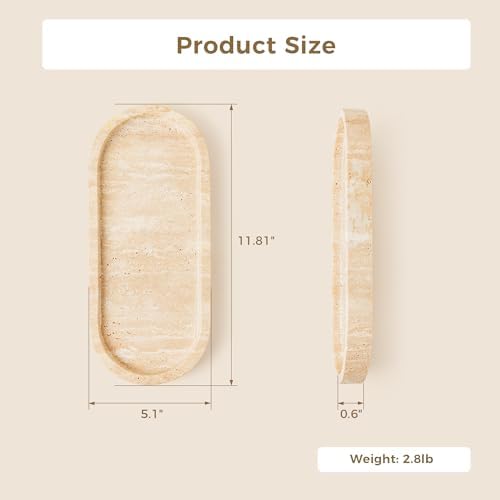 WORHE Marble Vanity Tray 118x5 Inch Natural Stone Jewelry Organizer