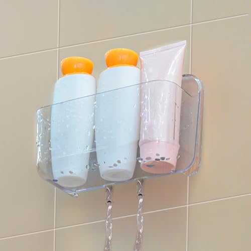 CGBE 2 Pack Cabinet Door Organizer Clear Shower Shelves with Strong Adhesive