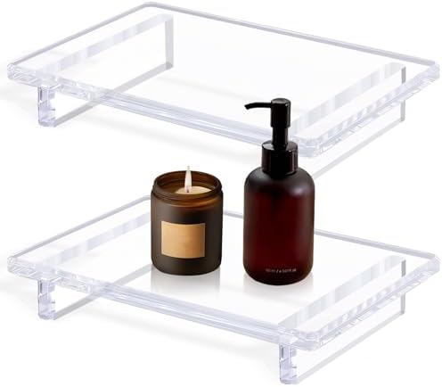 2 Pack Acrylic Pedestal Tray for Bathroom and Kitchen Countertops