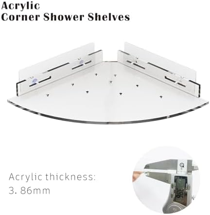 Acrylic Corner Shower Caddy Shelf 2 Pack - Space Saving Wall Mounted Organizer