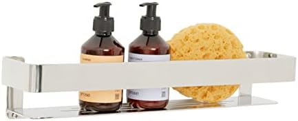 Seachrome Rectangular Shower Shelf with Satin Finish and Rail
