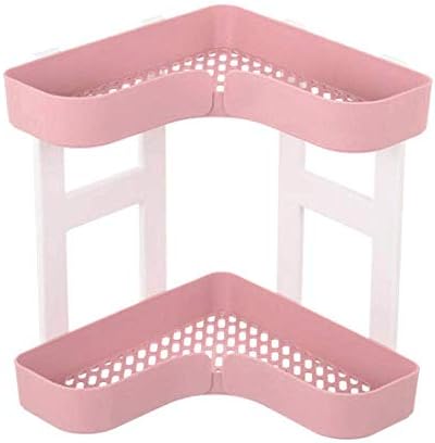 Pink 2 Tier Corner Shelf No Drilling Durable Aluminum