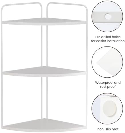White Corner Counter Organizer for Bathroom