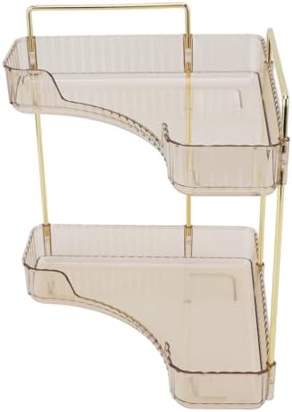 2 Tier Corner Bathroom Organizer with Double Layer Metal Shelf
