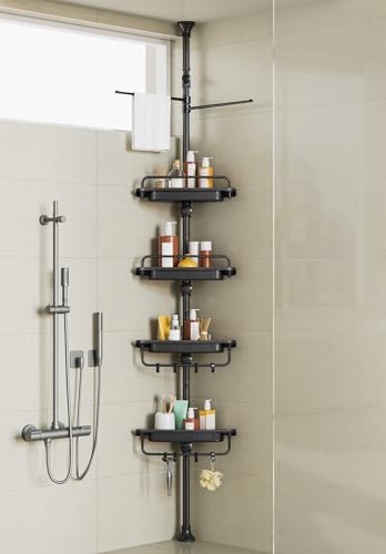XLHOMO 32-122 Inch Corner Shower Caddy with 4 Tier Shelves 1