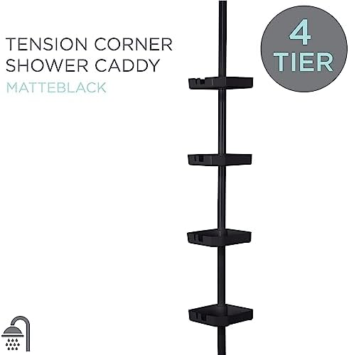 Bath Bliss 4 Tier Adjustable Shower Caddy Shelves