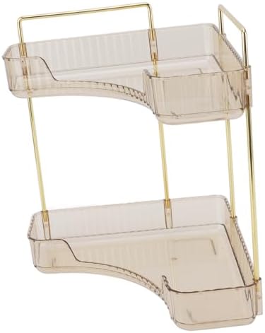 2 Tier Corner Bathroom Organizer with Double Layer Metal Shelf