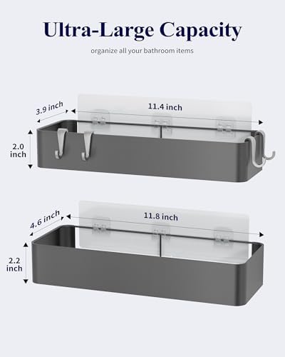 Kitsure Large Shower Caddy 2 Pack Grey
