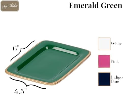 Jayes Studio Gracie Emerald Green Jewelry Dish Small Decorative Tray for Modern Bathroom Accessories