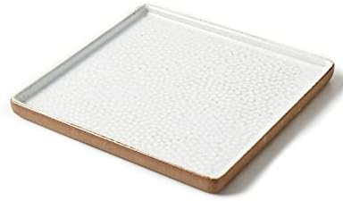 Chic Vanity Tray with Brown Trim 8x8 Inch