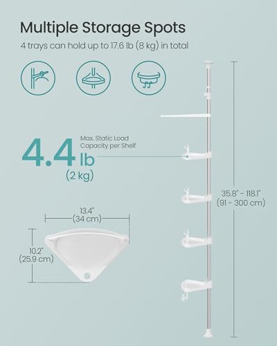 SONGMICS Corner Shower Caddy Tension Pole 4 Tier Adjustable 1