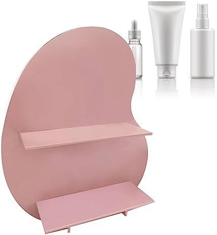 Cyrank Makeup Organizer Countertop Corner Shelf S-Pink
