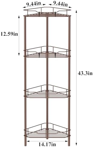 4 Tier Floor Standing Corner Shower Caddy Organizer Shelf with Hooks