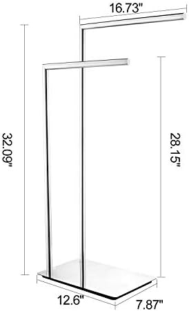 LANGPAI Freestanding Double Towel Rack Brass Chrome Bathroom Accessory