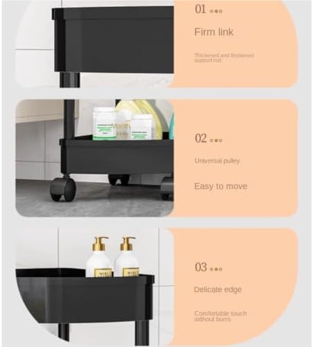 4 Tier Corner Shelf Stand with Wheels Black