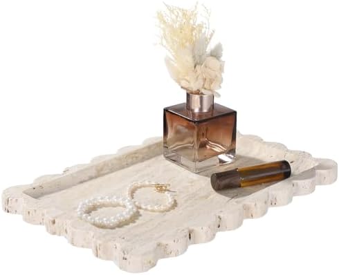 Natural Travertine Rectangle Vanity Tray 12x8in