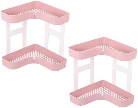 Pink Plastic Bathroom Shelf Organizer with 2 Tiers