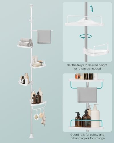 SONGMICS Corner Shower Caddy Tension Pole 4 Tier Adjustable 1