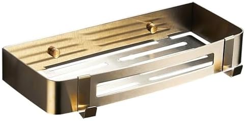 Stainless Steel Shower Caddy with 2 Movable Hooks and Adhesive Mounting