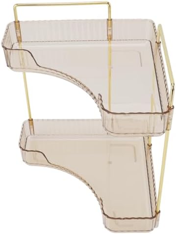 2 Tier Corner Bathroom Organizer with Double Layer Metal Shelf